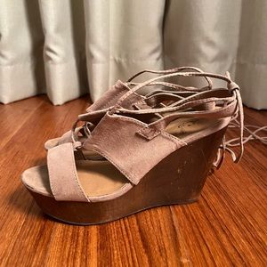 Tan Lace Up Wedges